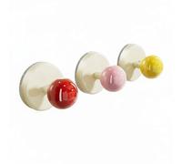 Chosertory Cabinet Handle Removable Suction Cup Knob Vacuum Pull PET Build Suitable for Furniture Doors Rental Use Glass Drawers, Red-Pink-Yellow, 3 Pack