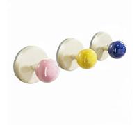Chosertory Cabinet Handle Removable Suction Cup Knob Vacuum Pull PET Build Suitable for Furniture Doors Rental Use Glass Drawers, Pink-Yellow-Blue, 3 Pack