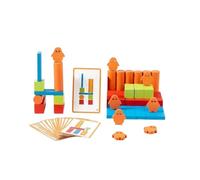 Chosertory Children Building Blocks Wooden Construction Set With Colorful Shapes Stacking Blocks Challenge Cards Penguin Theme Promotes Cognitive Learning and