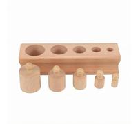 Chosertory Children Learning Cylinder Wooden Cylinder Peg Puzzle Cylinder Sorting Toy Educational Socket Board Beech Confidence Fine Motor Practice Suitable for, Natural Wood Large And Small Set