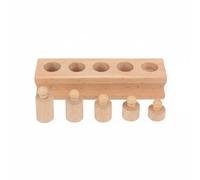 Chosertory Children Learning Cylinder Wooden Cylinder Peg Puzzle Cylinder Sorting Toy Educational Socket Board Beech Confidence Fine Motor Practice Suitable for, Natural Wood High And Low Set