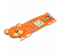 Chosertory Children Learning Game Wooden Wall Activity Board Game Panel Toy Promoting Concentration Coordination And Self Directed Discovery With Shape Color, Bear-themed Wall Game