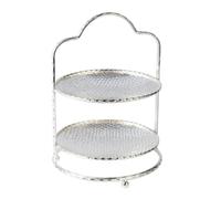 Chosertory Dessert Serving Stand Cake Stand Pastry , Medium Silver Two-Layer Dessert Stand , 17cm