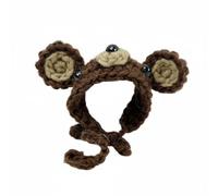 Chosertory Doll Hat Headwear Knitted Cap Crochet Beanie Soft Acrylic Yarn Handmade for 1 12 Miniature Dolls cute accessory for collectors display photo props , Brown Bear Hat