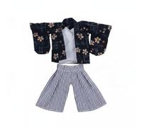 Chosertory Doll Outfit Complete Kimono Summer Robe OB11 Doll Clothes Material Versatile Mix Suitable for Play Collecting , Black+Striped Shorts