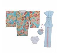 Chosertory Doll Outfit Complete Kimono Summer Robe OB11 Doll Clothes Material Versatile Mix Suitable for Play Collecting , Floral Green+Acc SET
