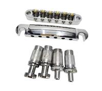Chosertory Electric Guitar Bridge Including Roller Bridge And Tailpiece. Adjustable Brass Roller Saddles for Reliable String Guidance. for Ersa, Silver
