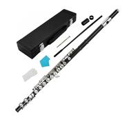 Chosertory Flute 16 Key Instrument Cupronickel Offset Closed Hole Ergonomic Embouchure Suitable for Music Learner Adult Live Performance, Black