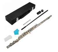 Chosertory Flute 16 Key Instrument Cupronickel Offset Closed Hole Ergonomic Embouchure Suitable for Music Learner Adult Live Performance, Bronze