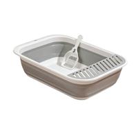 Chosertory Foldable Litter Container Cat Pedal Leak-Hole Structure Semi-Enclosed Odor Control Space Saving Foldable Feature Suitable for Cat Owners Small Apartment Pet Travel Home Cleaning, Gray, S