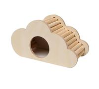 Chosertory Hamster Climbing Wooden House Hideaway Toy Cage Decor Secure Structure Unique Wood Material Suitable for Small Animal Play Dwarf, Cloud Shape