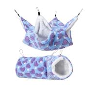 Chosertory Hamster Hammock Set Guinea Pig Rat Hammock Bunkbed Hanging Tunnel Ferret Cage Bed Soft Fleece Material Suitable for Small Living, Violet