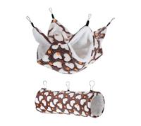 Chosertory Hamster Hammock Set Guinea Pig Rat Hammock Bunkbed Hanging Tunnel Ferret Cage Bed Soft Fleece Material Suitable for Small Living, Coffee
