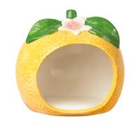 Chosertory Hamster House Ceramic Cave Hut Nest Orange Fruit Style with Airy Entrance Suitable for Small Pet Chinchilla Squirrel Hamster Hedgehog Bedroom, S