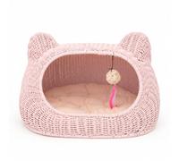 Chosertory Industrial Bed House Cat Bed Pet House Hideaway Cave With Toy Woven Body Padded Cozy Iron Frame suitable for living room bedroom apartment corners, color to 8, Small 54 32 33CM