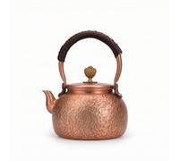 Chosertory Industrial Kettle Copper Tea Kettle Hammered Copper Water Boiler Stovetop Kettle Pour Over Kettle with Long Spout and Wrapped Handle Suitable for, 600ml, Hammered Texture