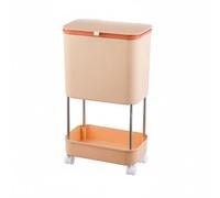 Chosertory Kitchen Trash Can Split Chamber Bin Household Garbage Sorter Damp Dry Separation Sliding Lid Space Saving Storage Suitable For Kitchen Use Elderly Waste Collection, Pink 2-Layer