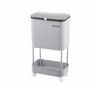 Chosertory Kitchen Trash Can Split Chamber Bin Household Garbage Sorter Damp Dry Separation Sliding Lid Space Saving Storage Suitable For Kitchen Use Elderly Waste Collection, Gray 2-Layer