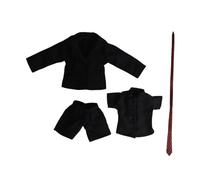 Chosertory Miniature Figure Set Doll Suit with Short-Sleeved Shirt Shorts Tie for Object Collection Fashion Enthusiasts Window Display, Black