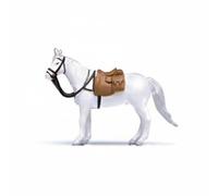 Chosertory Miniature Horse Figurine Animal Model Display Decoration With Saddle And Bridle Detailing Suitable for Countryside Scenes Micro Layouts Photography, White, 1/64