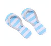 Chosertory Miniature Sandal Dollhouse Sandals Flip Flops Shoes Accessory Wood Material Realistic Finish Suitable for collectors hobby projects beach scenes poolside dioramas, Blue White Stripe