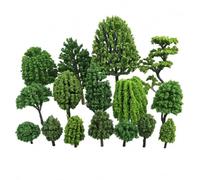 Chosertory Model Tree Scenery Miniature Plant Artificial Decoration Model Making Plant Display Suitable for Architect Layout Project Dollhouse, Mixed Green, 12-16cm (Set of 5)