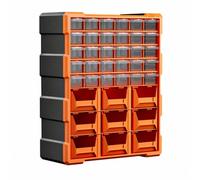 Chosertory Modular Parts Organizer with Drawers and Bins Wall-Mountable Hardware Organizer with Transparent Drawers Made in Utiliza for Garage, Orange