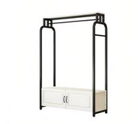 Chosertory Multifunctional Coat Rack with Hanging Rod Cabinet and Shelf Clothing Storage Suitable for Bedroom Entryway Living Room, Black, 120CM with Cabinet