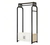 Chosertory Multifunctional Coat Rack with Hanging Rod Cabinet and Shelf Clothing Storage Suitable for Bedroom Entryway Living Room, Black, 80CM with Cabinet