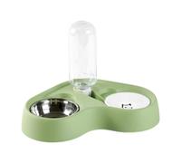 Chosertory Pet Bowl Dispenser Cat Dog Bowls with Auto Refill Waterer Stainless Steel Dish PP Build Nonslip Bottom Simple Cleaning Suitable for medium pets, green