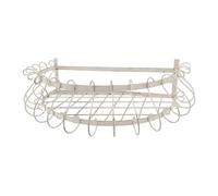 Chosertory Planter Half Round Planter Rack Shelf Holder With Metal Wrought Iron Construction And Lace Scrollwork Suitable for balconies patios courtyards garden , White , Large