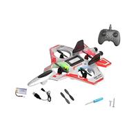 Chosertory RC Remote Control Airplane Toy Foam Jet Fighter Remote Control Stability Four Motors Night Light EVA Material for Beginners Adult Collection, White 1 battery 500