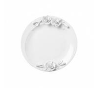 Chosertory Relief Camellia Tableware Ceramic Floral, 10.5-Inch Tiffany Round Flat Flower Plate, European Relief Style, Handmade Ceramic, Underglaze Color, Diameter 26.5cm, Height 2.3cm