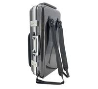 Chosertory Saxophone Case Alto Sax Hard Case Instrument Carrying Bag Carbon Fiber Housing Reinforced Corners Velvet Interior Oxford Music Pouch Locking Hardware, Black Grid, Wo Wheels