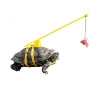 Chosertory Turtle Leash Turtle Harness Leash Guide Walking Exercise Strap With Telescopic Rod Handle And Dangling Lure For Controlled Outdoor Activity suitable, Banana Yellow, L
