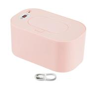 Chosertory Wipe Warmer Wipe Warmer Dispenser Heater USB Powered with Smart Temperature Control Portable Large Capacity PP Material Suitable for Newborn, Pink TEM Display