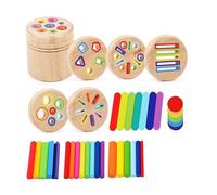 Chosertory Wooden Color Sorting Sticks Sensory Development Toy Matching Game Shape Recognizing Fine Motor Skills Development A, 6 in 1