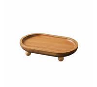 Chosertory Wooden Storage Tray Footed Platter Organizer Jewelry Dish Acacia Wood Decorative Design Suitable for Living Room Kitchen Bedroom, Oval