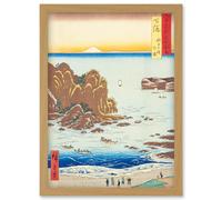 Choshi Beach, Toura Shimosa Province Utagawa Hiroshige Japan Woodblock Artwork Framed Wall Art Print A4 Artery8 Light Oak One Size