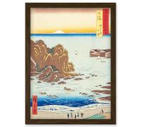 Choshi Beach, Toura Shimosa Province Utagawa Hiroshige Japan Woodblock Artwork Framed Wall Art Print A4 Artery8 Brown One Size