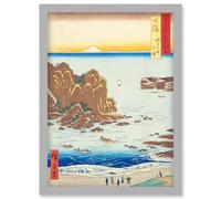 Choshi Beach, Toura Shimosa Province Utagawa Hiroshige Japan Woodblock Artwork Framed Wall Art Print A4 Artery8 Light Grey One Size