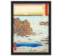 Choshi Beach, Toura Shimosa Province Utagawa Hiroshige Japan Woodblock Artwork Framed Wall Art Print A4 Artery8 Black One Size