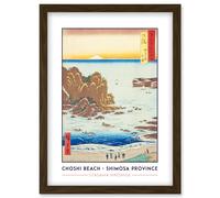 Choshi Beach, Toura Shimosa Province Utagawa Hiroshige Japan Woodblock Classic Collection Artwork Framed Wall Art Print A4 Artery8 Brown One Size