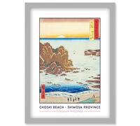 Choshi Beach, Toura Shimosa Province Utagawa Hiroshige Japan Woodblock Classic Collection Artwork Framed Wall Art Print A4 Artery8 Light Grey One Size