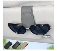 CHOSMOYI Magnetic Leather Sunglass Holder for Car, Sunglasses Clip for Car Visor, Auto Interior Accessories Universal for Different Size Eyeglasses (Grey)