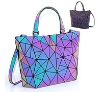 Chosping Geometric Luminous Purses and Handbags Holographic Reflective Crossbody Bag Wallet Flash Rainbow Backpack Tote, Crossbody Bag-luminous Black, Crossbody bag