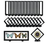 Chostky 24Pcs 3D Floating Display Case, Transparent Film Jewely Storage Box, Challenge Coin Display Holder Stand for Antique Challenge Coins Jewellery Shells Fossil Gemstones Rocks Specimen Pins