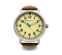 chotovelli Men’s Flieger Pilot Watch - Beige B-uhr Dial, Domed Crystal, Vintage Leather Strap (Tipo.5), Green, Retro