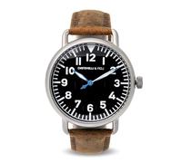 chotovelli Men’s Flieger Pilot Watch - Black B-uhr Dial, Domed Crystal, Vintage Leather Band (Tipo.1), Green, Retro