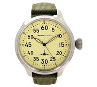 chotovelli Men’s Pilot Tool Watch - Beige Dial, Sapphire Crystal, Screw-Down Crown, Canvas Strap, Durable Design (3400.2)